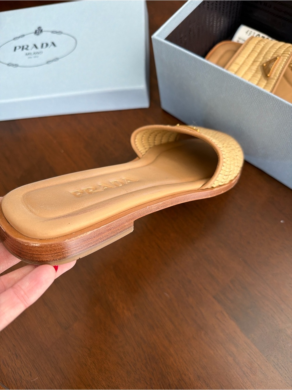 Prada Women’s Raffia Slide Sandals - Picture 5 of 7